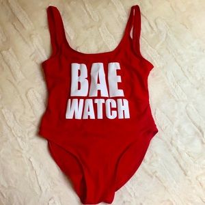 Red Bae Watch Bathing Suit